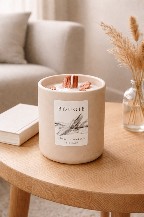 Bougie bois de santal à la cire de soja 