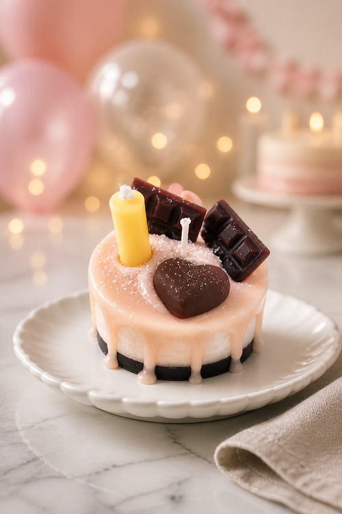 Bougie cake anniversaire chocolat noisettes 