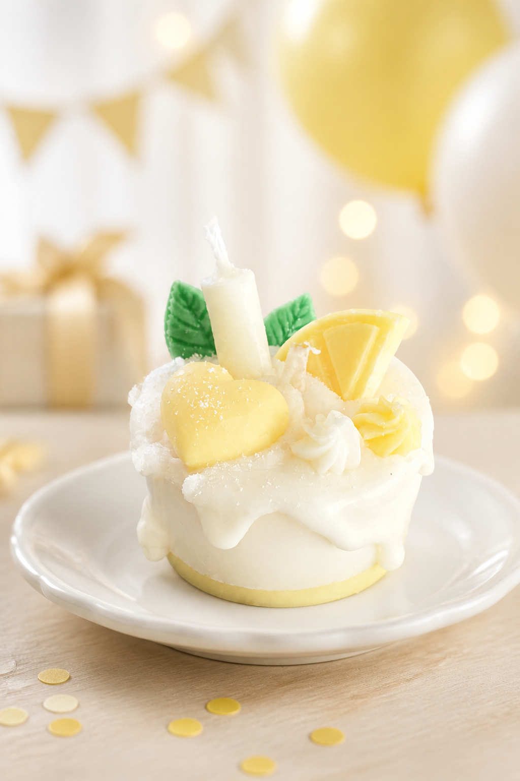 Bougie cake anniversaire citron meringué 