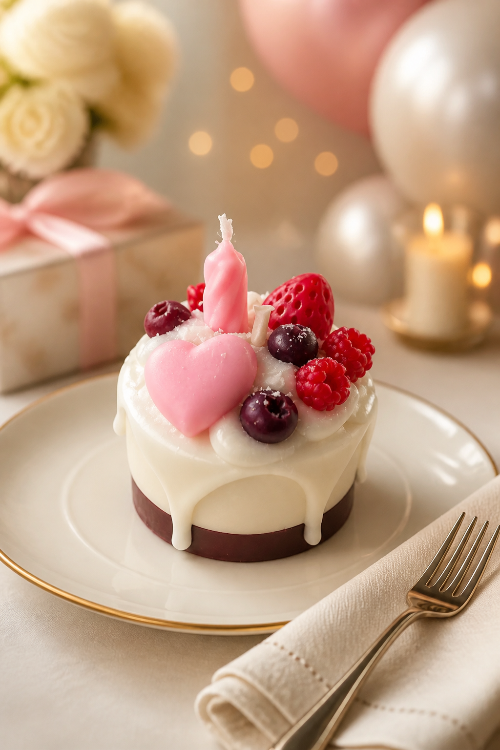 Bougie cake anniversaire fruits rouges 