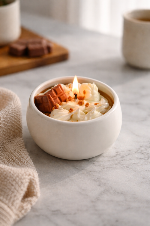 Bougie senteur chocolat noisettes gourmande chantilly 