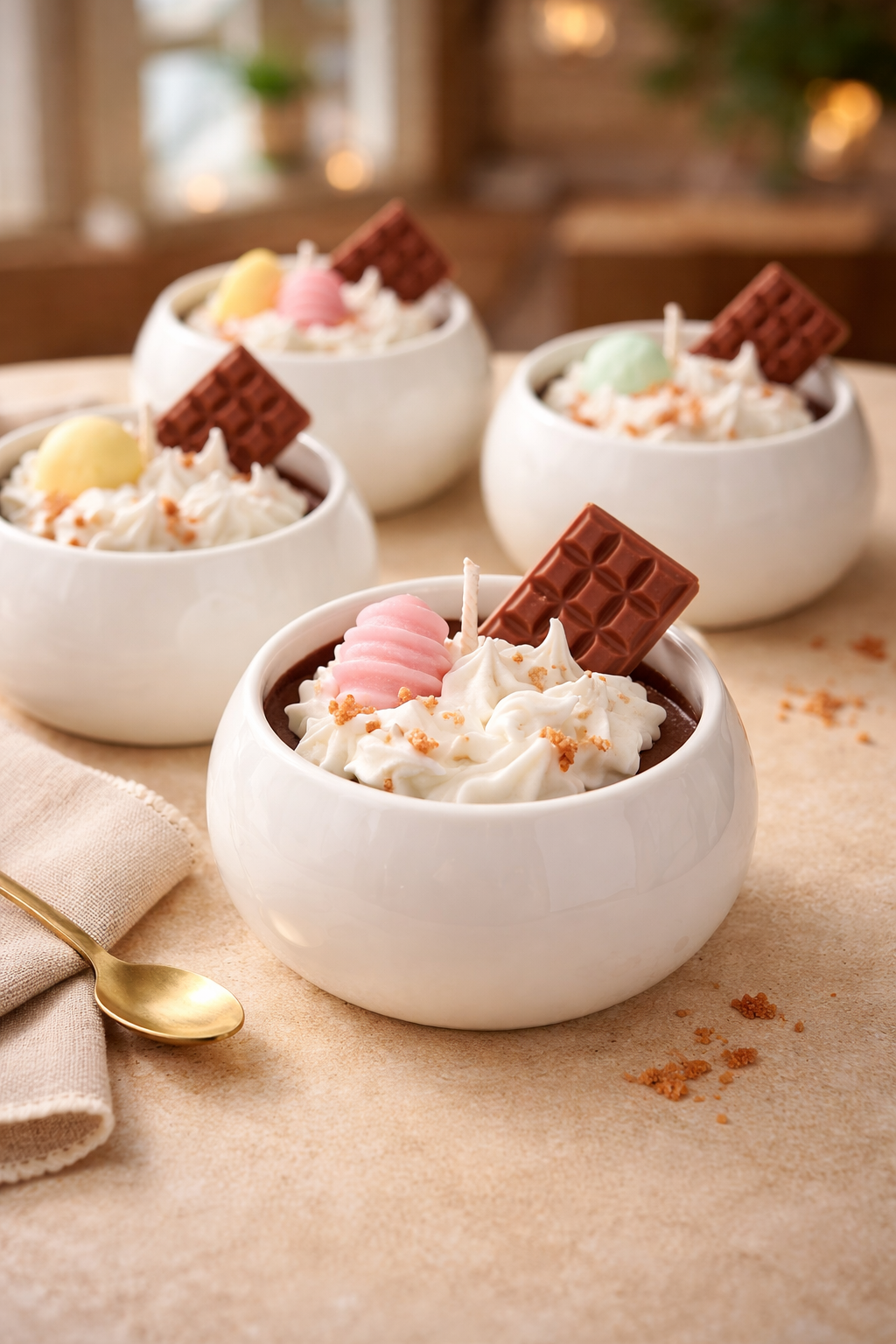 Bougie de Pâques chocolat noisette fait main à la cire de soja 