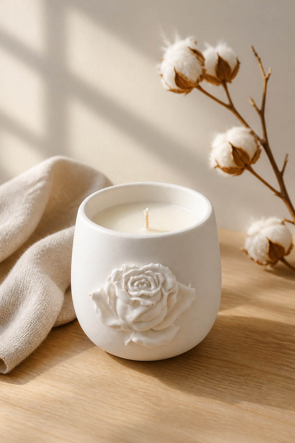 Bougie fleur de coton 