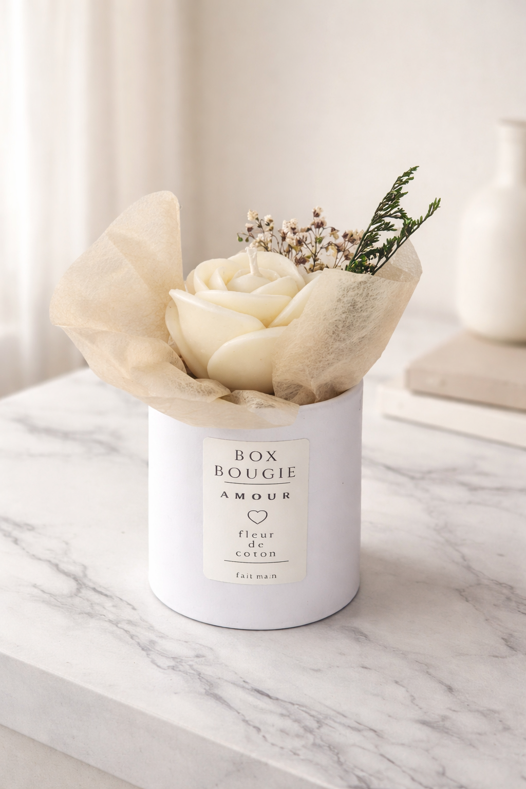Box de bougie parfumé fleur de coton à la cire de soja 
