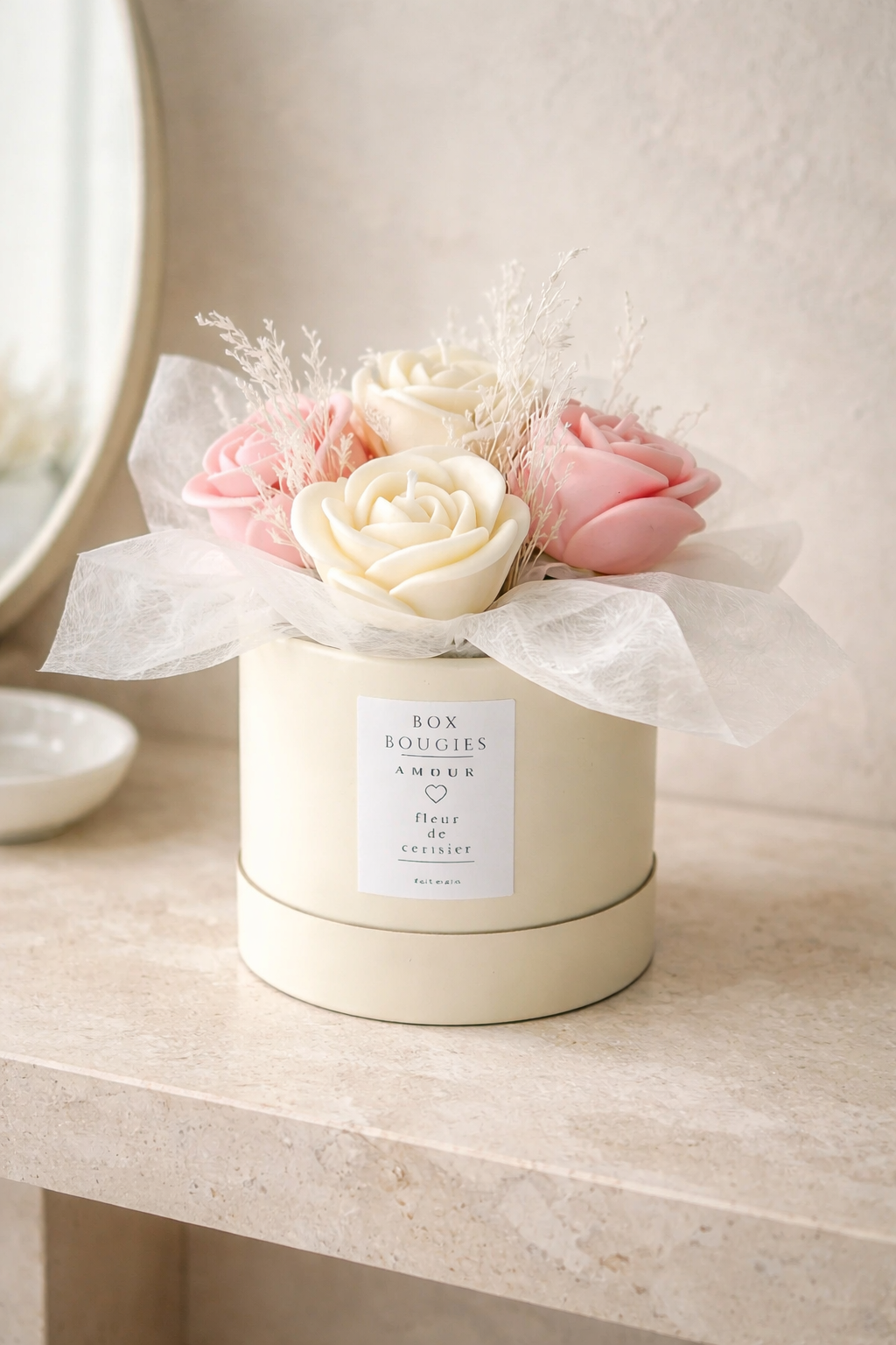 Box de bougies parfumées fleur de cerisier à la cire de soja 