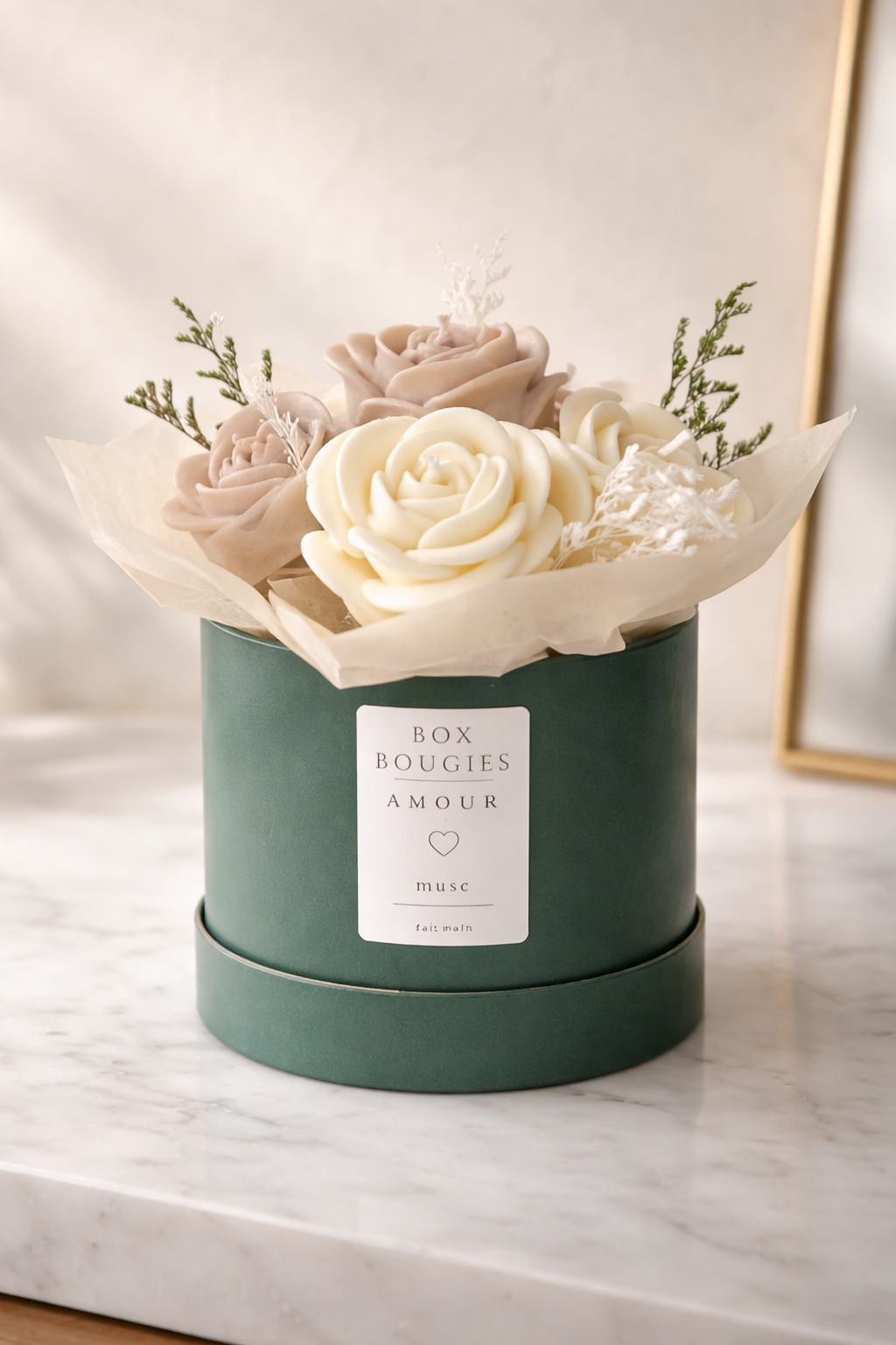 Box de bougies parfumées musc à la cire de soja 