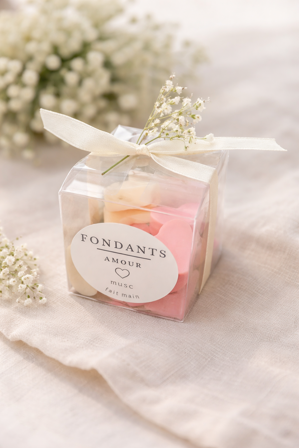 Fondants cœurs parfumés musc à la cire de soja 