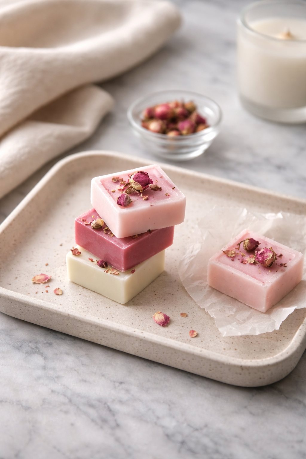 Fondants rose vanillée à la cire de soja 